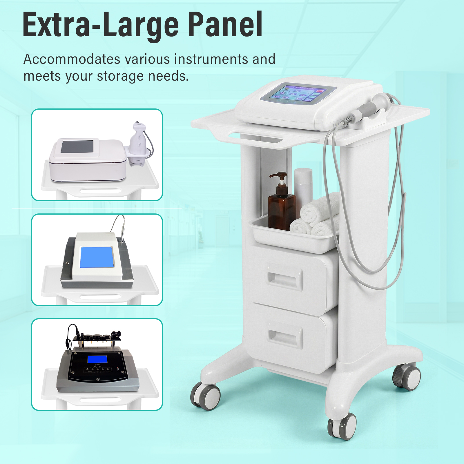 Medical Lab Ultrasound - Anti-Slip Workbench Trolley with Wheels &