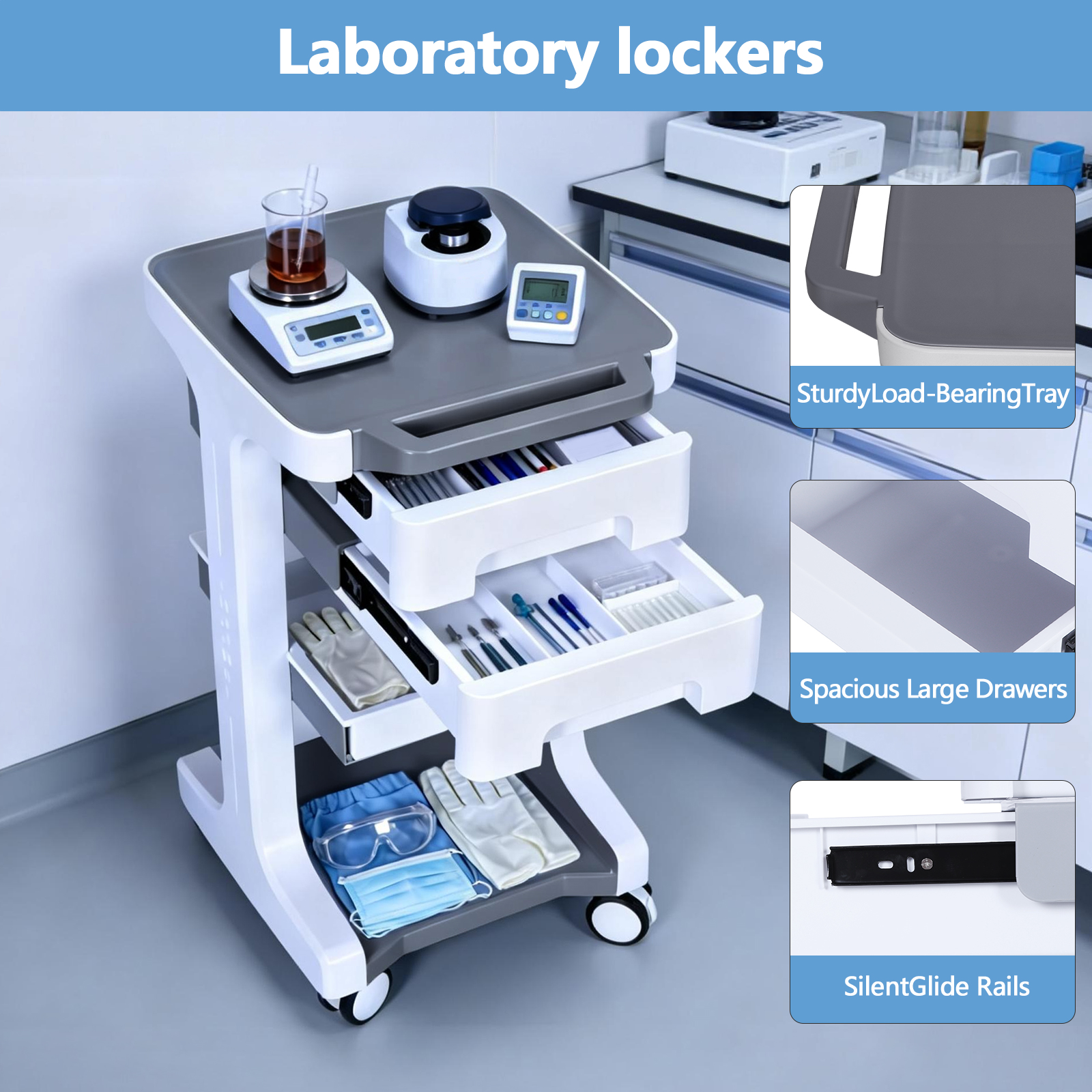 3 Tier Medical Rolling Cart wi - огляд і ціна Medical Lab Ultrasound